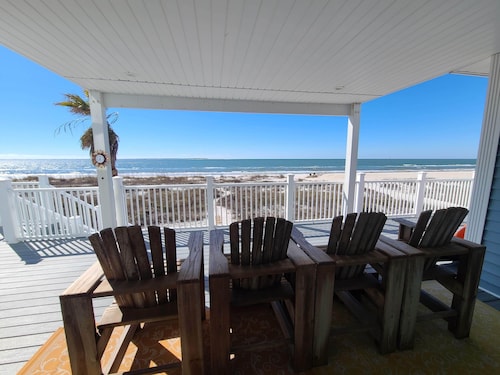 Beachfront home with beautiful view of beach and ocean.