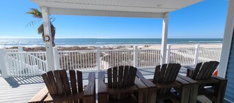 Beachfront home with beautiful view of beach and ocean.
