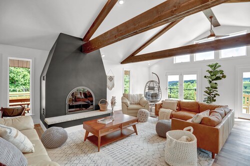 Private, modern home with river view, on 48 acres