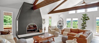 Private, modern home with river view, on 48 acres