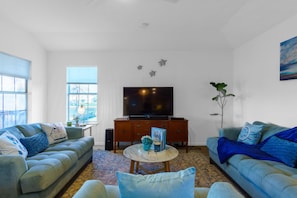 Smart TV, DVD player, foosball, table tennis