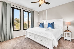 4 bedrooms, desk, iron/ironing board, travel crib