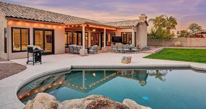Chic Chandler Resort with Heated Pool, Firepit, BBQ Grill & Air Hockey