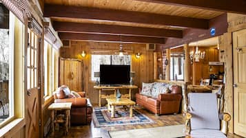 智能電視、壁爐、DVD 播放機、書籍