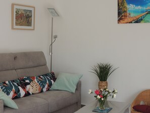TV, DVD player, books