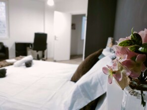 4 chambres, bureau, système d’insonorisation, fer et planche à repasser