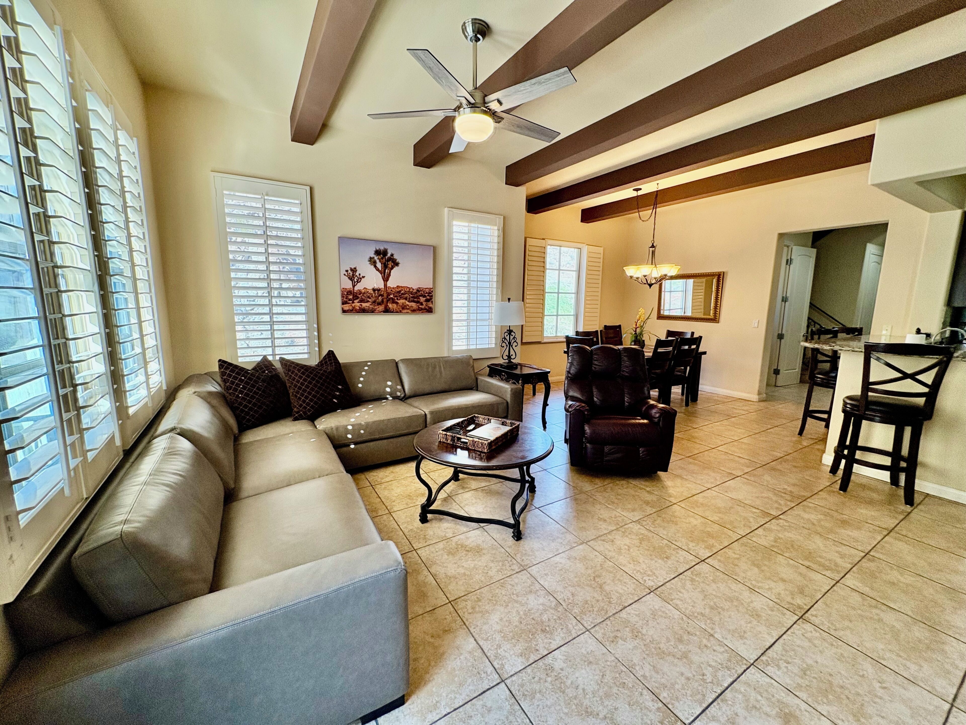 Smart TV, fireplace, DVD player, books