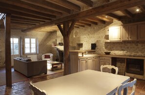 TV, fireplace, DVD player, table football