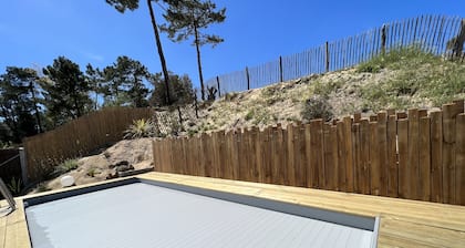 New house between sea and forest with swimming pool