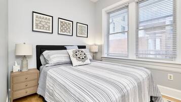 1 bedroom, memory-foam beds, desk, iron/ironing board