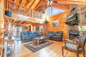 TV, fireplace, video games