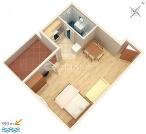 Floor plan - Studio apartment in Dugi Rat with Seaview, Terrace, Air condition, WIFI (5113-1) (Dugi Rat)