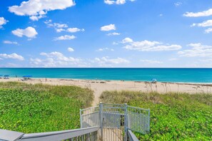 On the beach, sun loungers, beach towels - Direct Oceanfront Condo on S. Hutchinson Island/Stuart (Stuart)