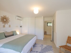 1 bedroom, desk, iron/ironing board, travel cot