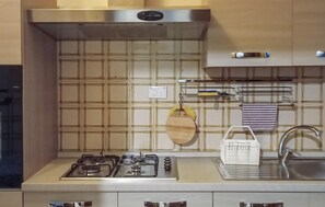 Kühlschrank, Herdplatte, Kochgeschirr/Geschirr/Besteck