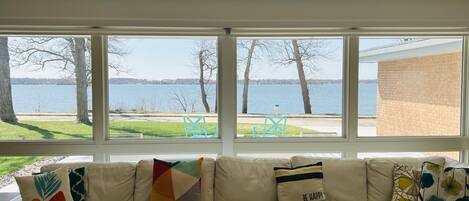 TV connectée, cheminée, lecteur de DVD, livres