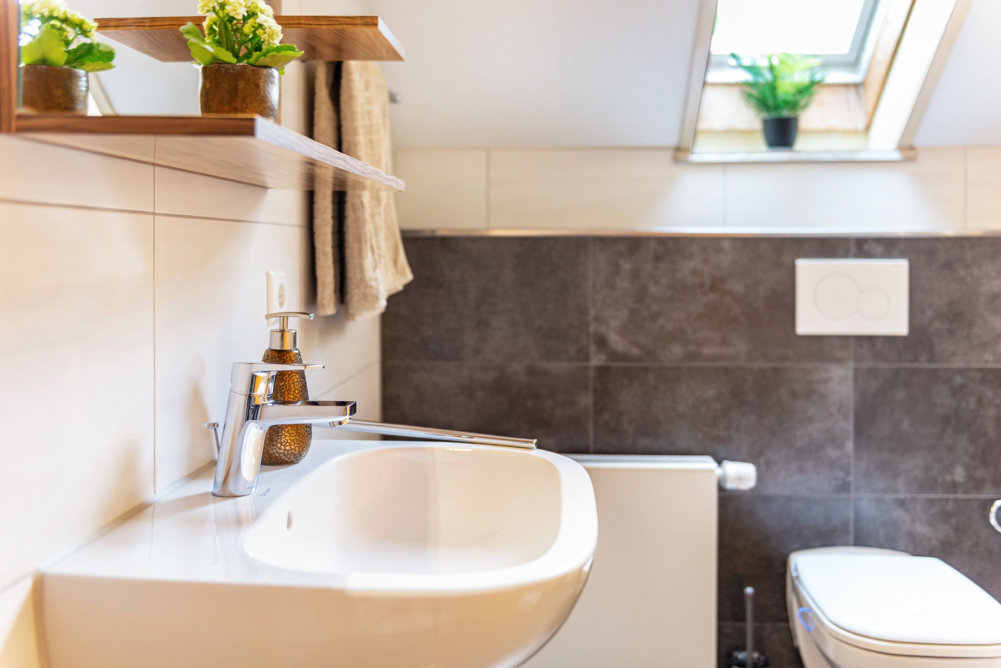 Een douche, een haardroger, handdoeken
