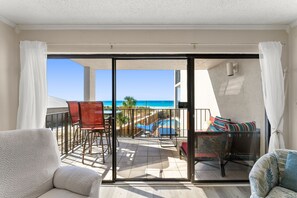 TV - Low-Level, Beachfront, Newly Renovated Condo with Glistening Gulf Views at Moondrifter 307 (Panama City Beach)