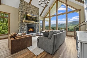 Televisión y chimenea 