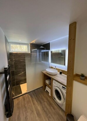 Hair dryer, soap, toilet paper