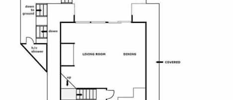 A floor plan of a 1st floor apartment at 1008 N. Shore Drive, including a living room, dining area, kitchen, and utility room.