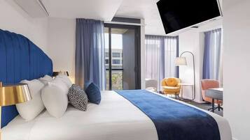 In-room safe, laptop workspace, blackout curtains, soundproofing