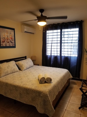 2 bedrooms, desk, iron/ironing board, travel crib