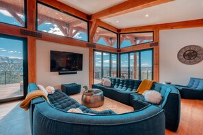 TV, fireplace, video games, stereo