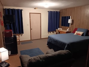 Blackout curtains, iron/ironing board, free WiFi, bed sheets