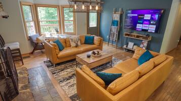 Smart TV, fireplace, video games, books