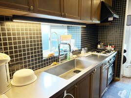 Executive Villa | Private kitchen | Fridge, microwave, rice cooker, cookware/dishes/utensils