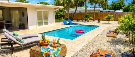 Outdoor pool, a heated pool
