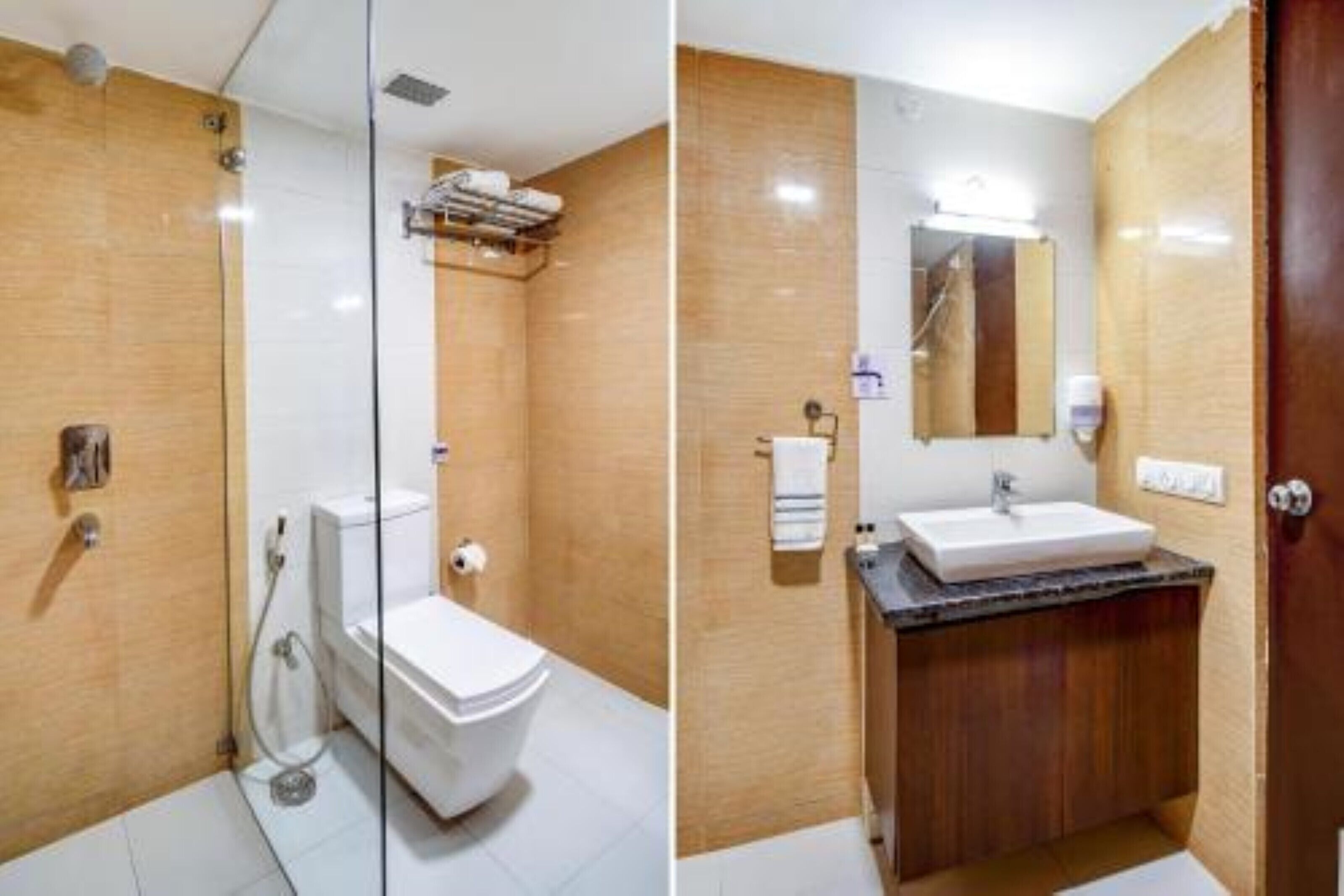 shower, rainfall showerhead, free toiletries, dressing gowns