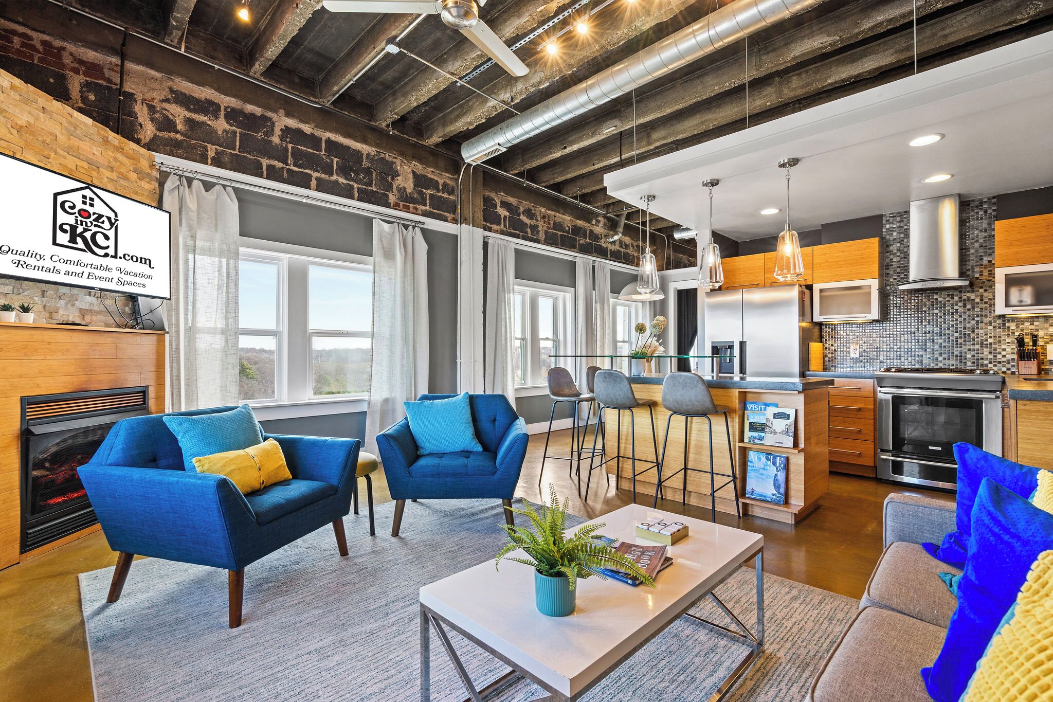 Smart TV, fireplace, offices