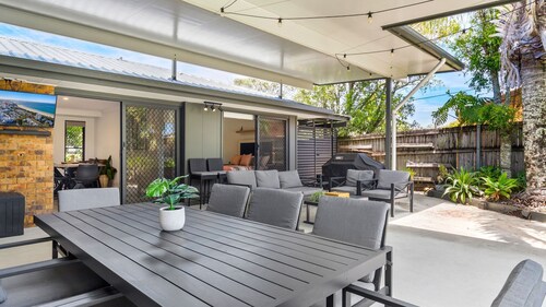 4 bedroom gem with a great outdoor area including pool and you can bring a small dog.