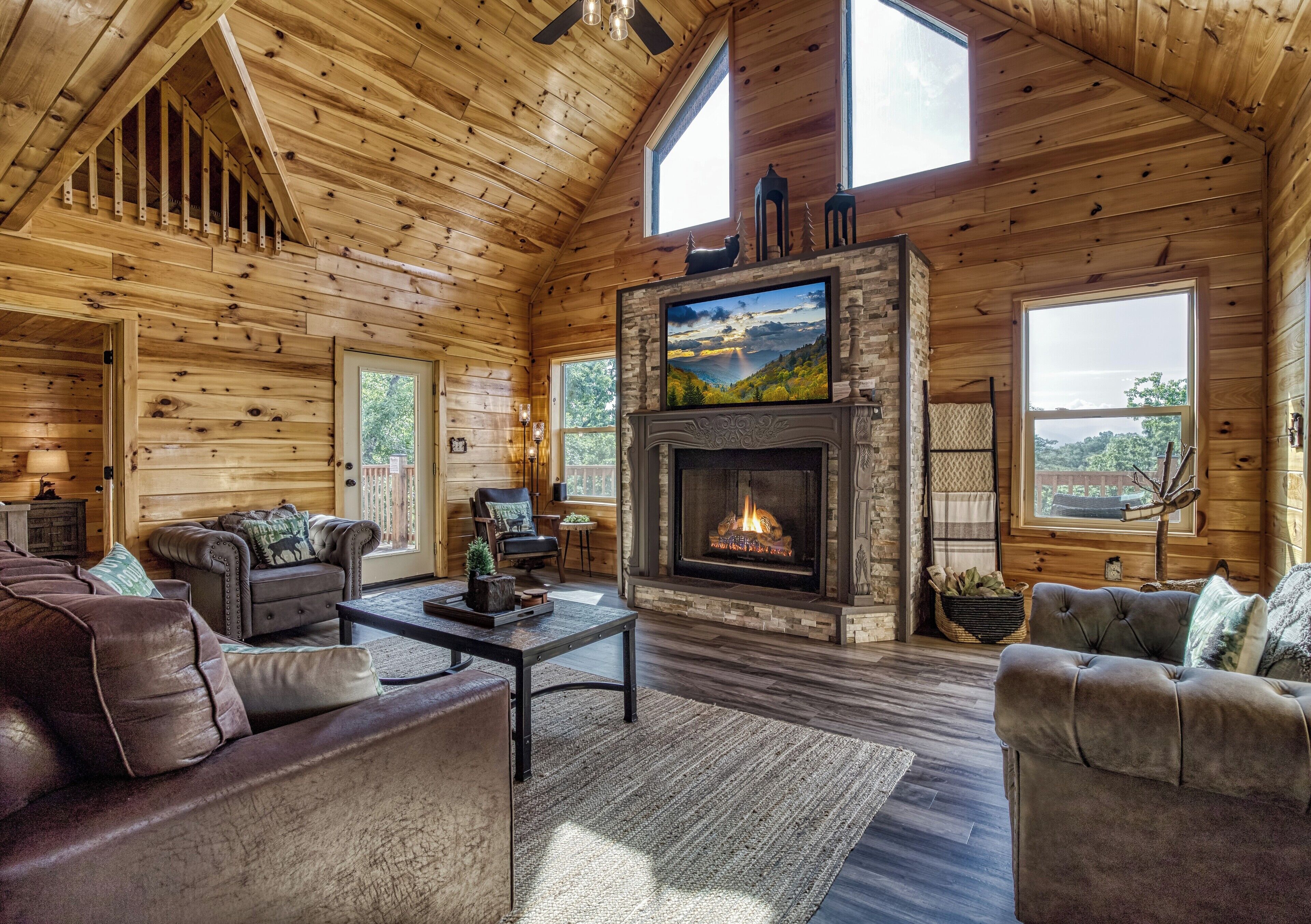 TV, fireplace, video games