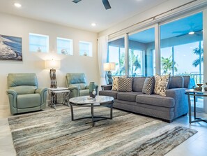 Living area - One Particular Harbour Lagoon view 383-202 Lagoon Luxury · Pet-Friendly · 3BR (Bradenton)