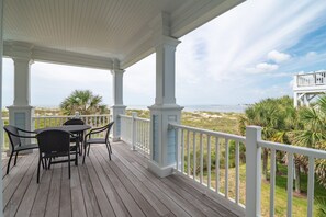 Outdoor dining - Hobbs Realty - “Sea'z The Dream” | Luxury Home w/ Elevator, Hot Tub & Private Pool (Holden Beach)