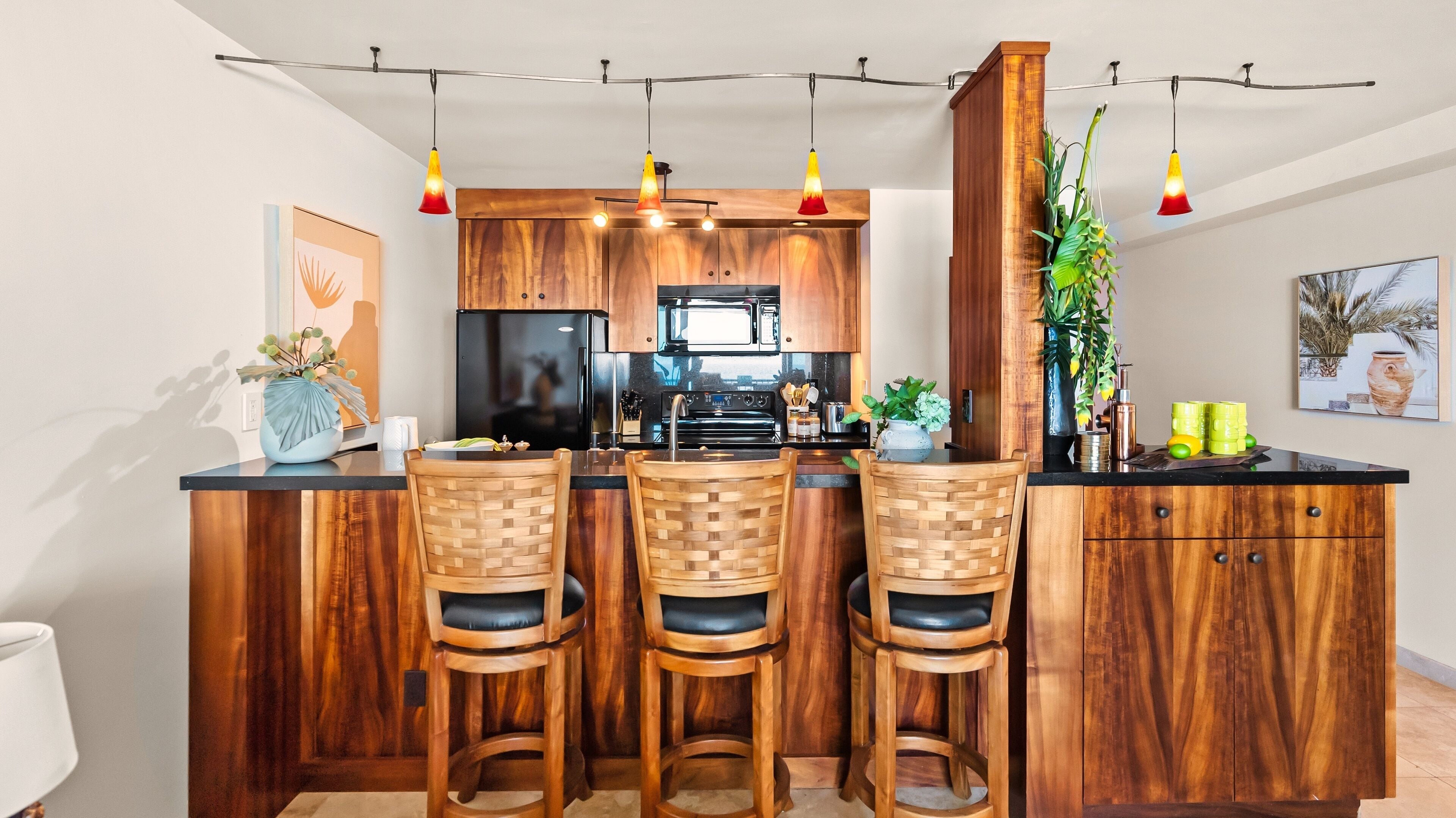 Fridge, oven, stovetop, coffee/tea maker