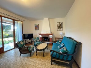 Télévision, lecteur de DVD, livres