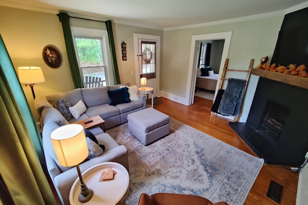 Älytelevisio, takka, kirjoja