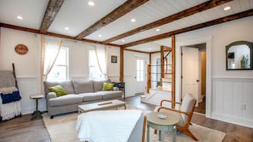 Televisión, chimenea y libros