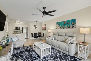 TV, books - Michele · Ground Floor Beachside Condo · Half Mile from Beach (Indialantic)