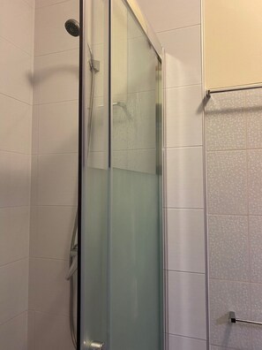 Douche, séchoir à cheveux, bidet, serviettes fournies