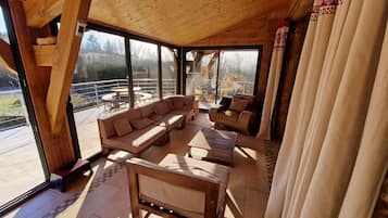 TV, fireplace, video games, DVD player