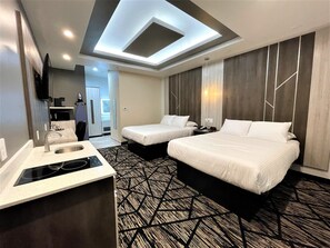 Standard Room, 2 Queen Beds, Non Smoking, Kitchenette | Desk, laptop workspace, blackout drapes, iron/ironing board - Comfeeni Inn and Suites (South Houston)