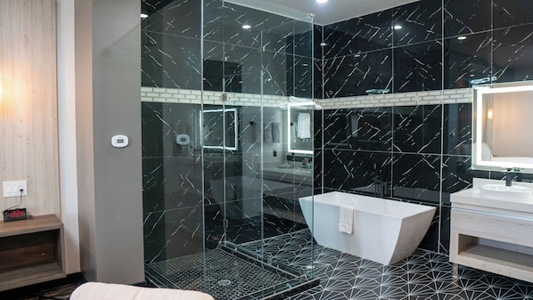 Desk, laptop workspace, blackout curtains, iron/ironing board