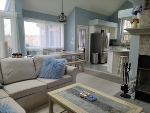 Smart TV, chimenea y reproductor de DVD 