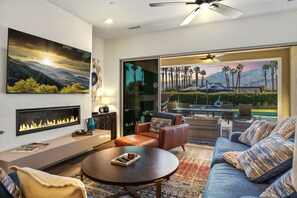 Smart TV, fireplace, video games, ping pong
