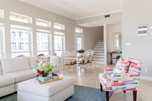 Smart TV, fireplace, video games, DVD player